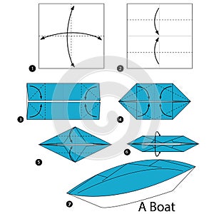 Step by step instructions how to make origami A Boat.