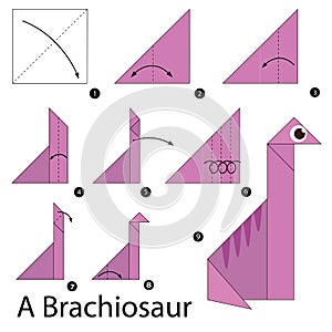Step by step instructions how to make origami A Brachiosaur.