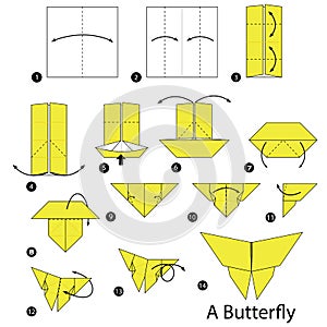 Step by step instructions how to make origami A Butterfly. photo