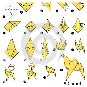 Step by step instructions how to make origami A Camel.