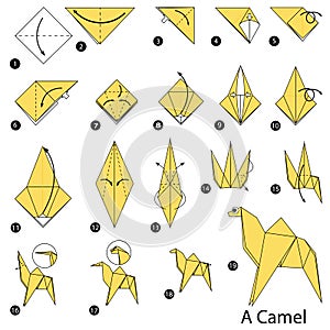 Step by step instructions how to make origami A Camel. photo