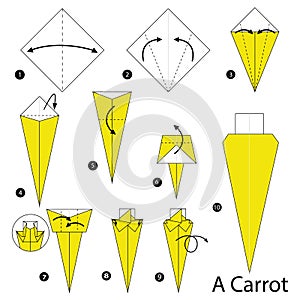 Step by step instructions how to make origami A Carrot.