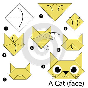 Step by step instructions how to make origami A Cat. photo