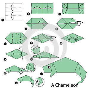 Step by step instructions how to make origami A Chameleon.