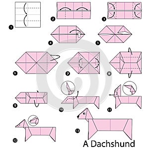 Step by step instructions how to make origami A Dog.