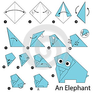 Step by step instructions how to make origami An Elephant photo