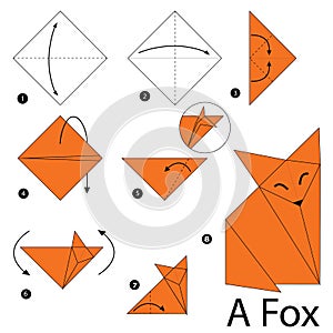 Step by step instructions how to make origami A Fox. photo