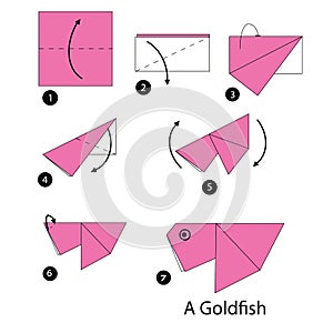 Step by step instructions how to make origami goldfish.