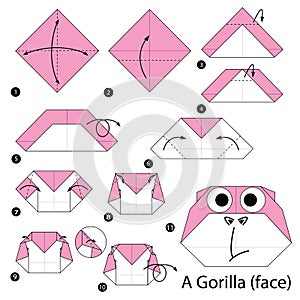 Step by step instructions how to make origami A Gorilla.