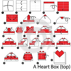 Step by step instructions how to make origami A Heart Box