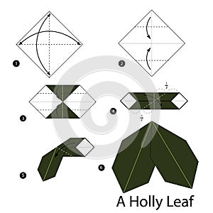 Step by step instructions how to make origami A Holly Leaf.