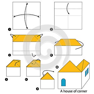 Step by step instructions how to make origami A House Of Corner.