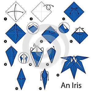 Step by step instructions how to make origami An Iris. photo