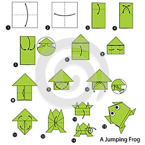 Step by step instructions how to make origami A Jumping Frog photo