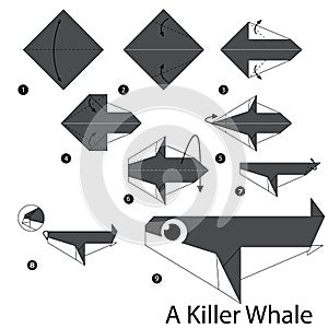 Step by step instructions how to make origami A Killer whale.