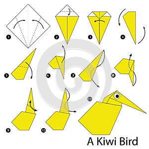 Step by step instructions how to make origami A Kiwi Bird.