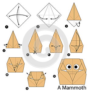 Step by step instructions how to make origami A Mammoth.