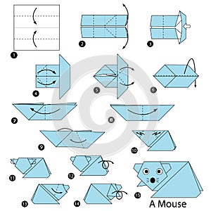 Step by step instructions how to make origami A Mouse