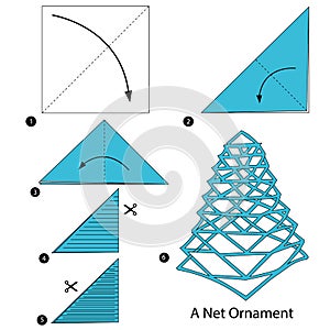 Step by step instructions how to make origami A Net Ornament
