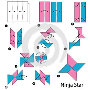 Step by step instructions how to make origami A Ninja Star