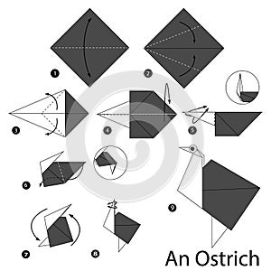 Step by step instructions how to make origami An Ostrich.