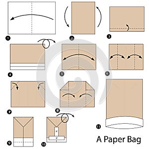 Step by step instructions how to make origami A Paper Bag