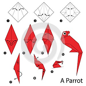 Step by step instructions how to make origami A Parrot