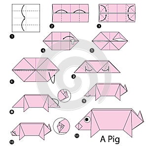 Step by step instructions how to make origami A Pig.