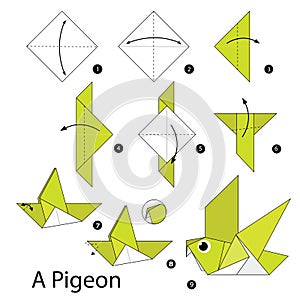 Step by step instructions how to make origami A Pigeon.