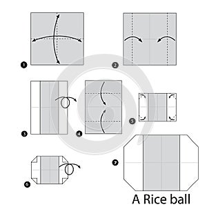 Step by step instructions how to make origami A Rice ball.