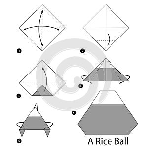 Step by step instructions how to make origami A Rice ball.