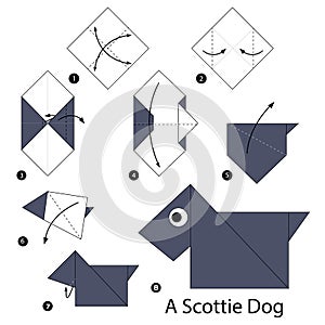 Step by step instructions how to make origami A Scottie Dog.