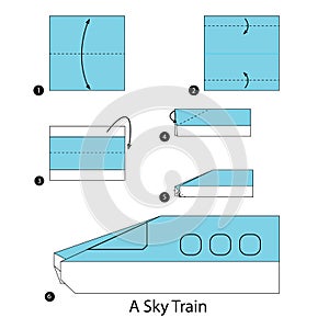 Step by step instructions how to make origami A Sky Train.