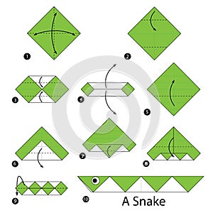 Step by step instructions how to make origami A Snake.