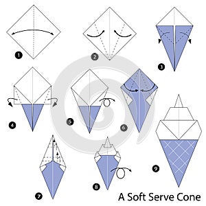 Step by step instructions how to make origami A Soft Cream.