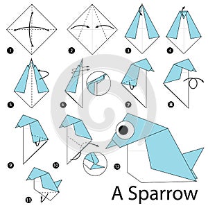 Step by step instructions how to make origami A Sparrow.