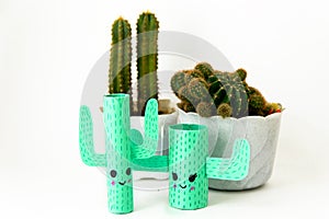 Step-by-step lesson: how to make a cute cactus from a toilet sleeve and colored paper. Using scissors and glue. Step 10. Interesti