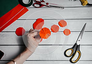 Step-by-step masterclass workshop. flowers from foamiran with your own hands Photos by stages of work. Carnation