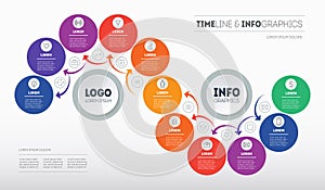 Step-by-step path to success. Business presentation or info graphics with 11 steps. Education process. Template of Annual report