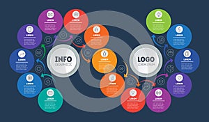 Step-by-step path to success. Business presentation or info graphics with 15 steps. Technological or education process. Template