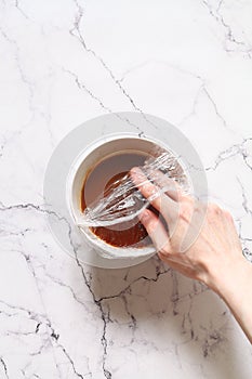 Step by step process of making a modern cake