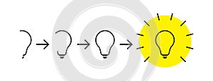 Step by step to achieve results, idea concept with lightbulbs