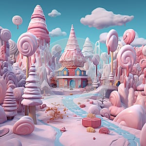 Candyland Utopia: AI-Generated Sweet Haven photo