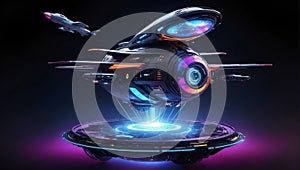 tech wonderland: AI spaceship in motion. ai generated photo