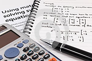 Step to using matrices when solving system of equations.