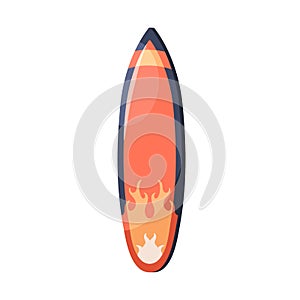 Step-up board, short surfboard for beach water sport, summer wave surfing. Pointed stepup shortboard, top view. Flat photo