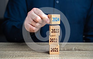 Step up to 2024. Yearly calendar. Embracing new trends, making forecasts