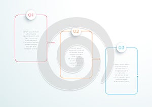 3 Step Vector Flat Thin Line Text Boxes Linked Together