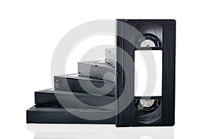 Step of the videotapes on a white background