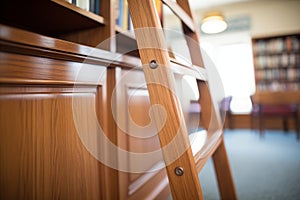 step view of library ladder with wood grain detail